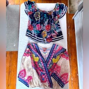 Flying Tomato Two women’s Tops Boho Colourful Both Size Medium. One NWT